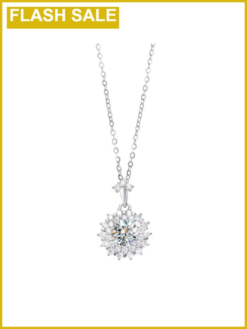 14K Gold 1ct D-Color Diamond Flower Pendant Necklace